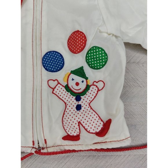Vintage Baby Togs Jacket Windbreaker White Hooded Nylon Embroidered Clown 3-6m - Picture 6 of 10
